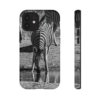 Tough Case - Zebra Drinking B&W iPhone 12 Mini Matte