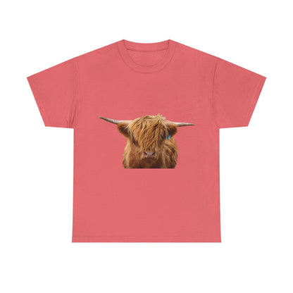 Highland Cow Tee Coral Silk