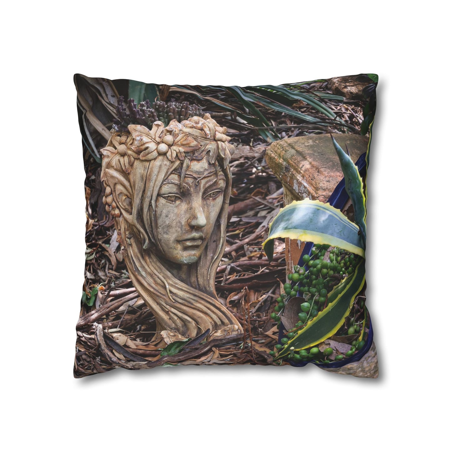 Poly Canvas Pillowcase - Elven Garden 18" × 18"