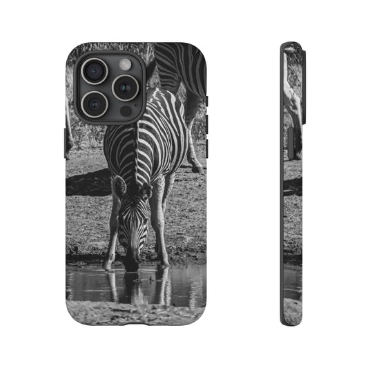 Tough Case - Zebra Drinking B&W iPhone 15 Pro Max Matte