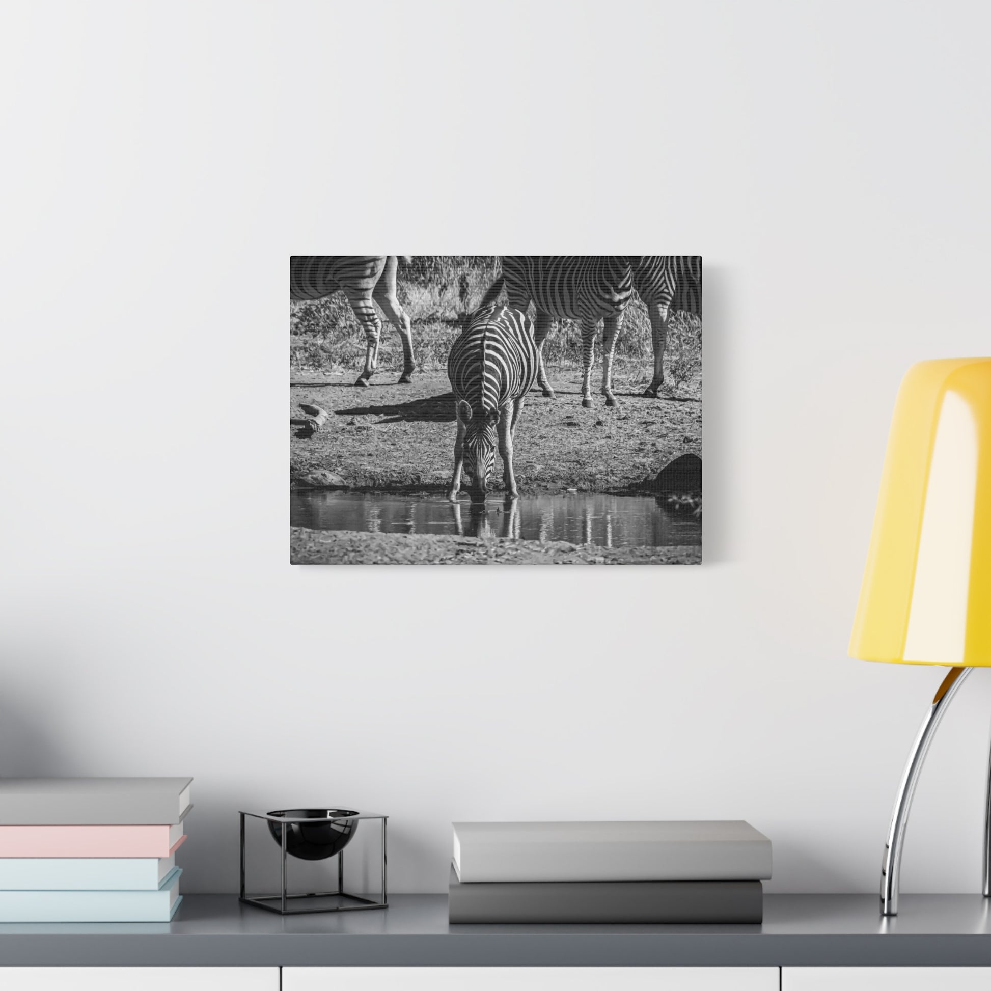 Zebra Nature Print Canvas Print B&W