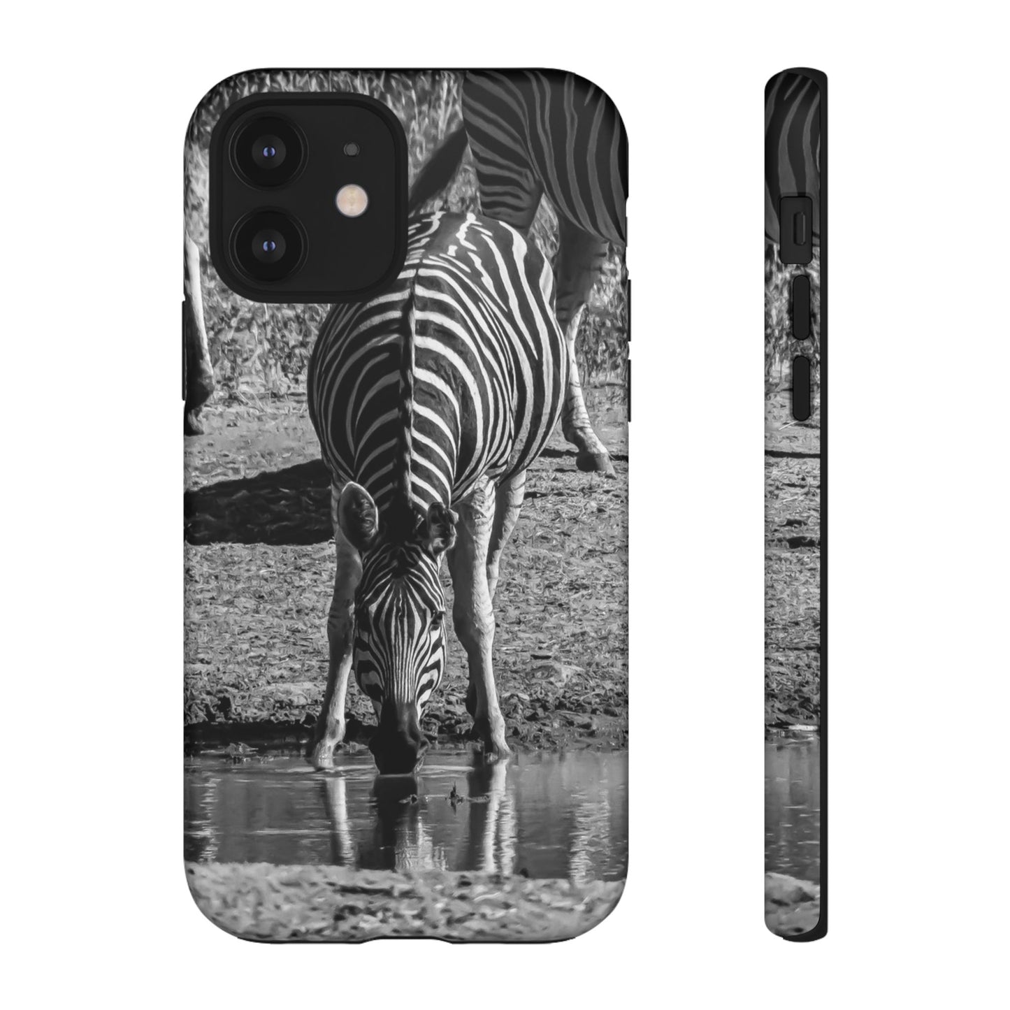 Tough Case - Zebra Drinking B&W iPhone 12 Matte