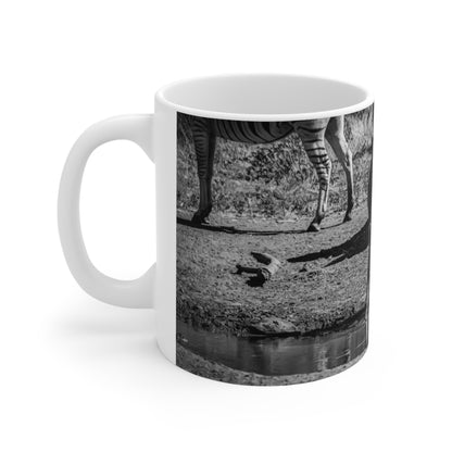 Drinking Zebra Mug B&W