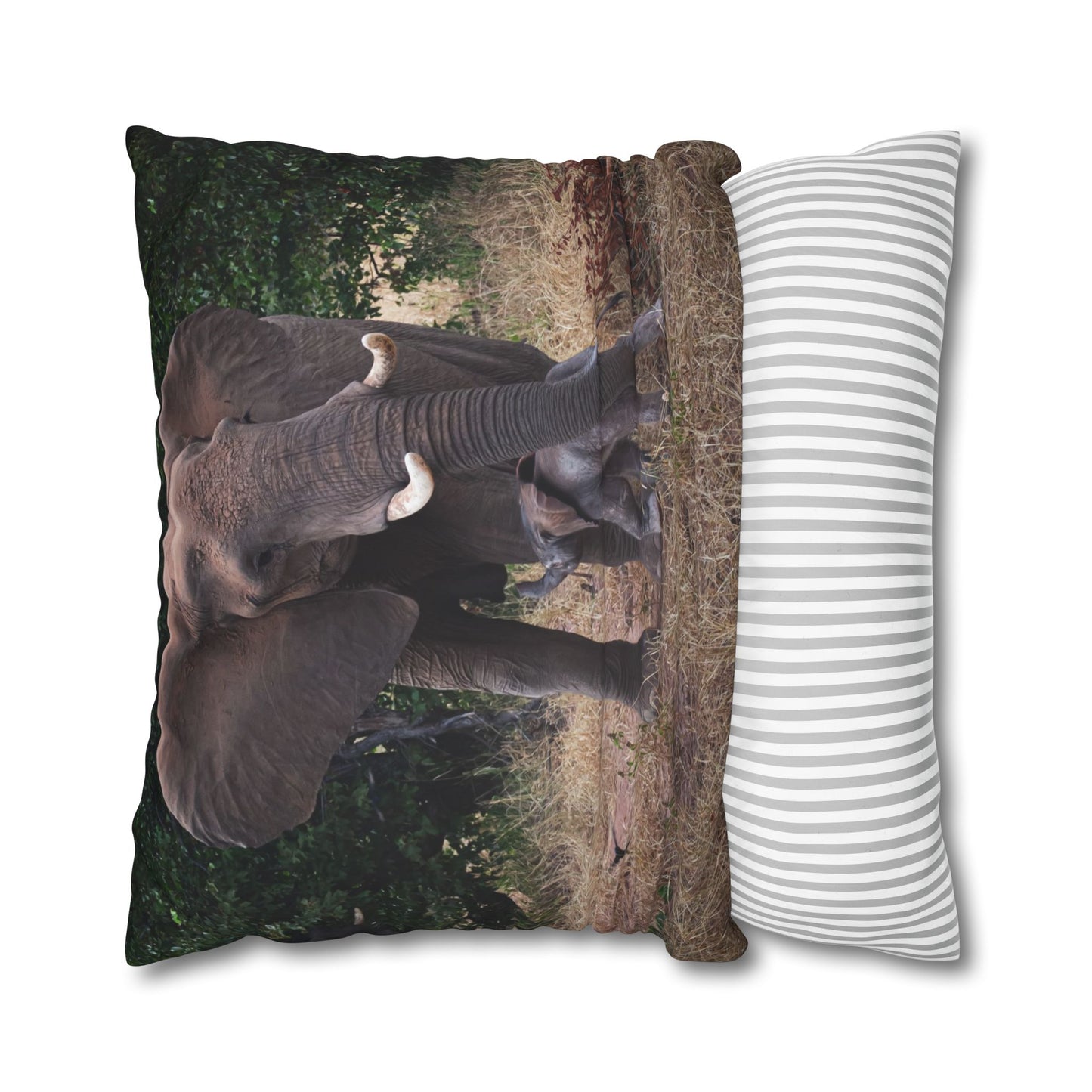 Poly Canvas Pillowcase - Elephant and Calf