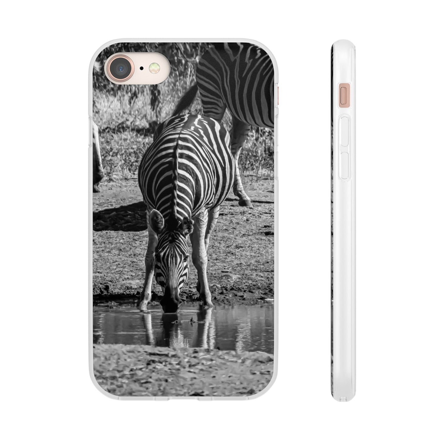 Flexible Zebra Phone Case B&W iPhone 8 with gift packaging