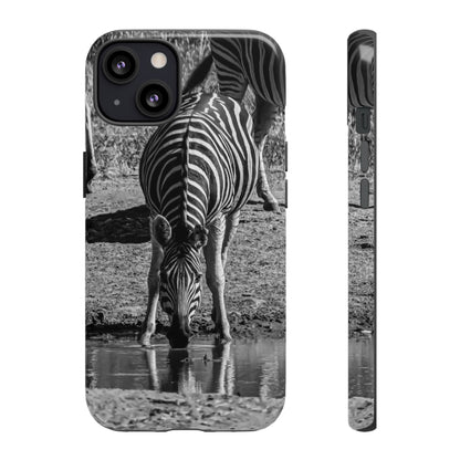 Tough Case - Zebra Drinking B&W iPhone 13 Glossy