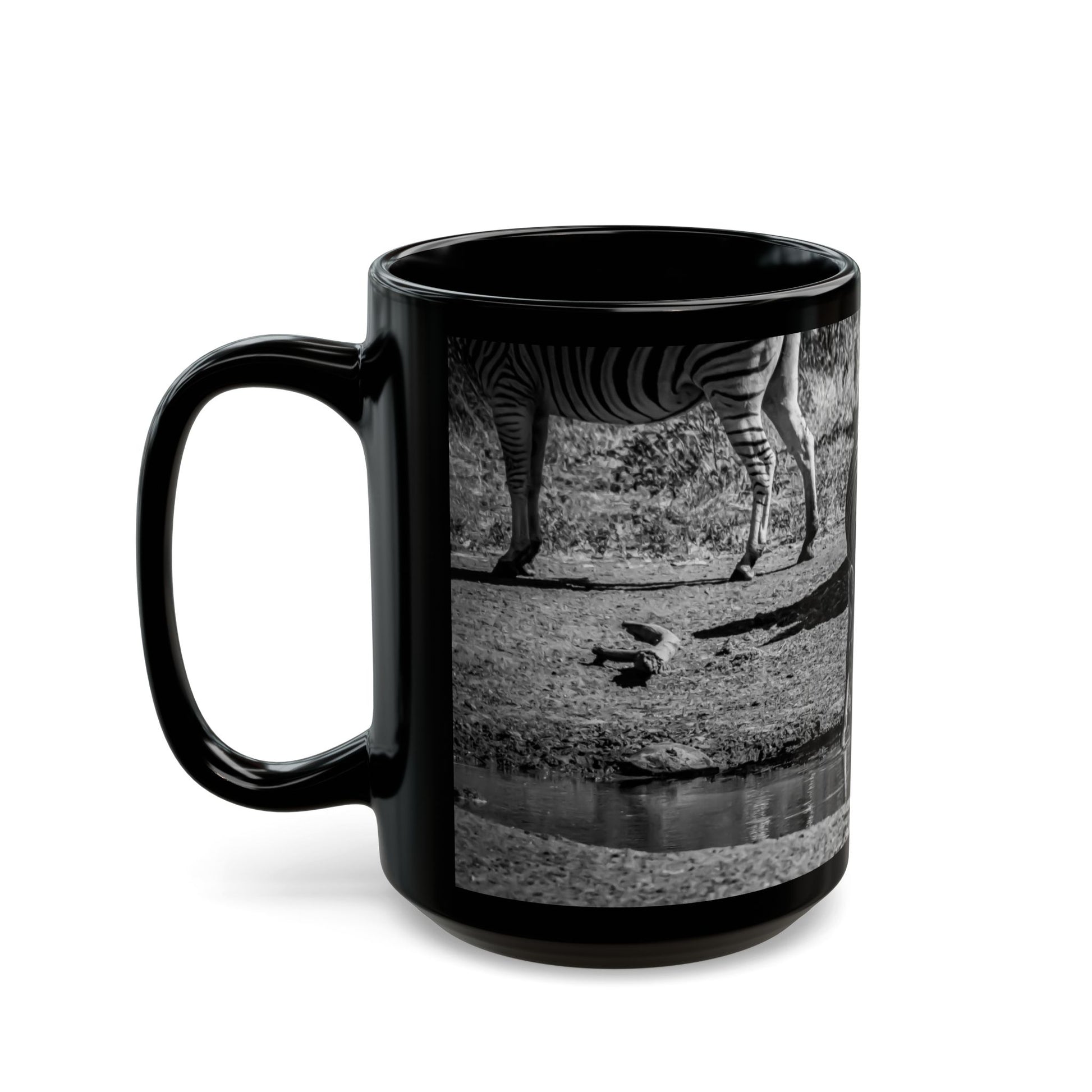 Drinking Zebra Mug B&W