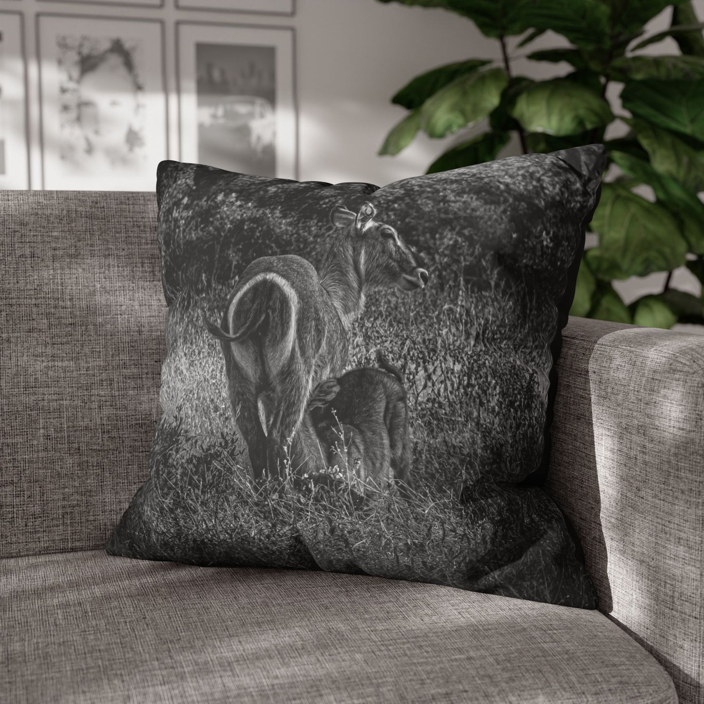 Waterbuck Baby Animal Pillowcase B&W