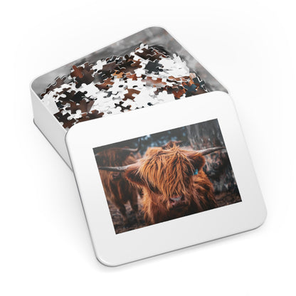 Scottish Highland Cattle Puzzle with Tin 30" × 20" (1000 pcs)