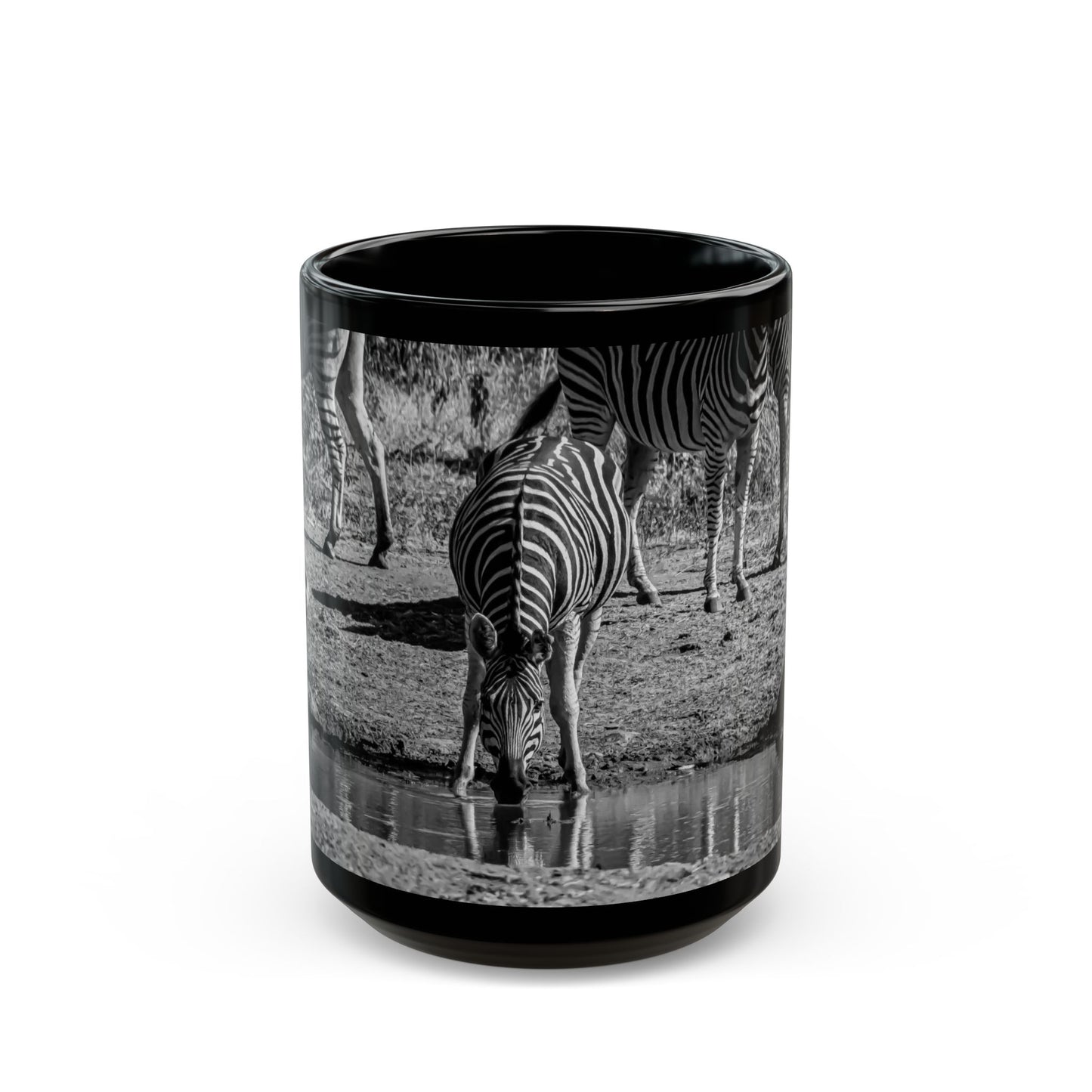 Drinking Zebra Mug B&W 15oz